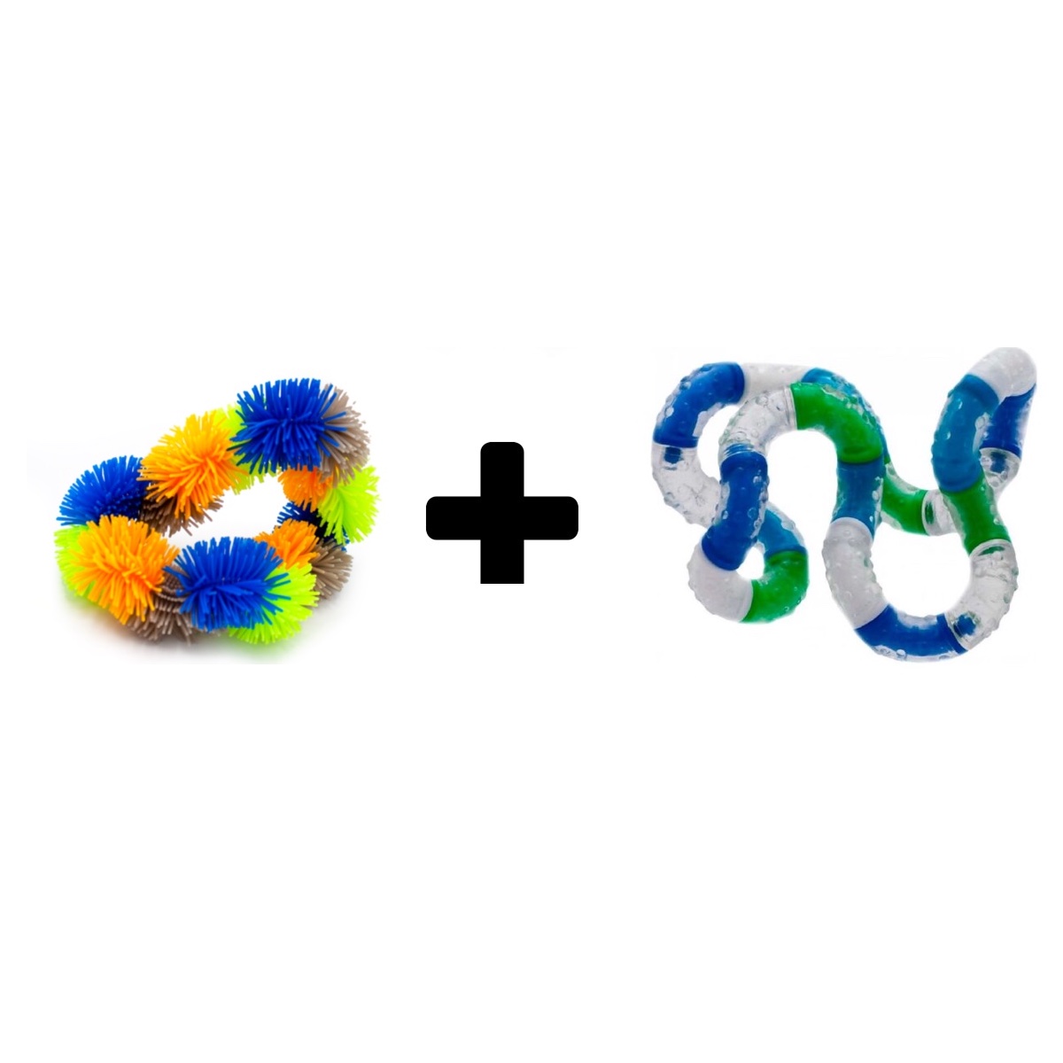 Tangle Fidget Hairy Junior Oranje Groen Blauw Tangle Relax Therapy Combi Deal