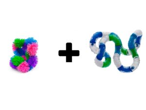 Tangle Fidget Hairy Junior Paars Roze Groen Tangle Relax Therapy Combi Deal