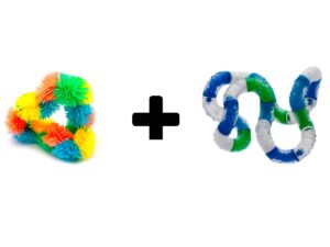 Tangle Fidget Hairy Junior Blauw Geel Groen Tangle Relax Therapy Combi Deal